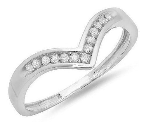 Anillo De 0.10 Quilates De Oro Blanco De 14 Quilates