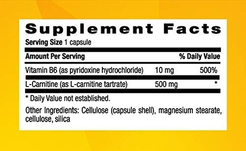 Suplemento alimenticio L-carnitine 500 Mg Con B-6, 60