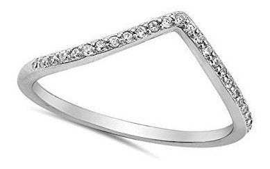 Anillo de plata de ley con diseño de chevrón