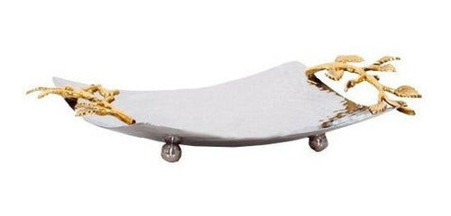 Bandeja Cuadrada Martillada De Vid Dorada,