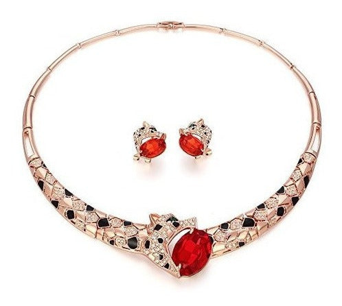 Collar de gargantilla de leopardo de cristal de rubí