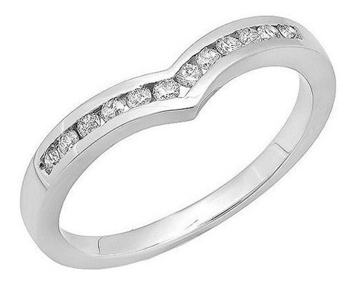 Anillo De Chevron de Oro Blanco De 10 K