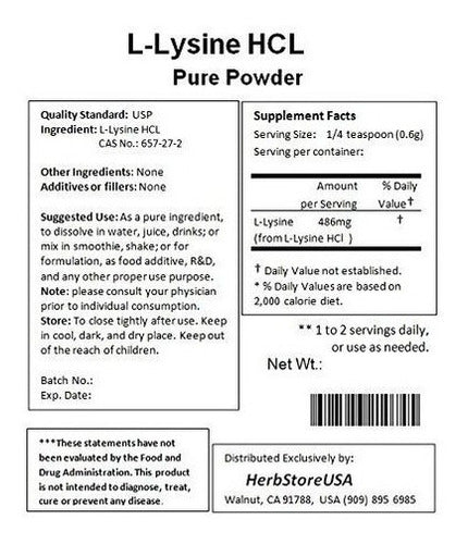 Lisina en polvo puro