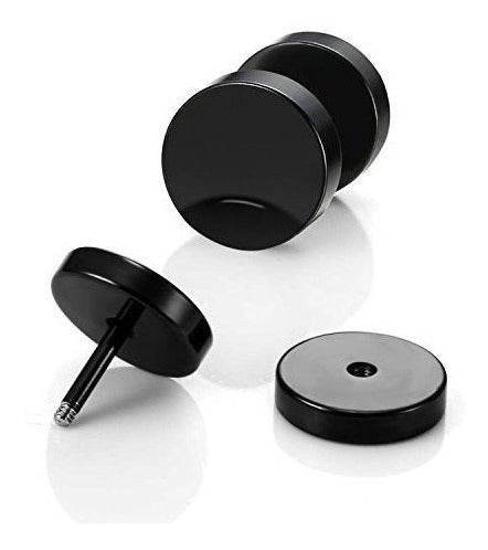 Lieblich Negro Stud Pendientes Hombres Mujeres Faux Gauges