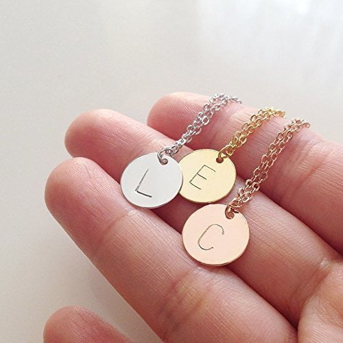 Collar Inicial De Oro Rosa Collar de Disco