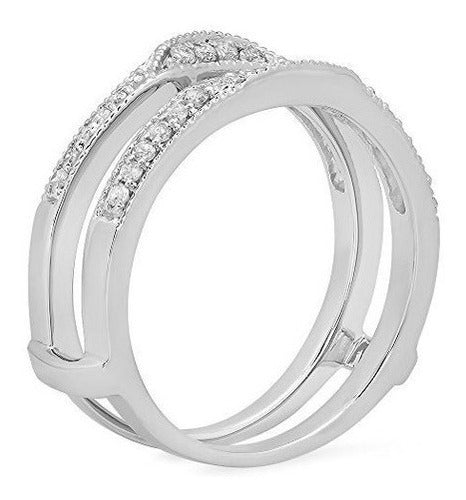 anillo de 14k Oro Blanco Diamante Redondo