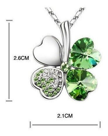 Collar con colgante de trébol de cuatro hojas de cristal