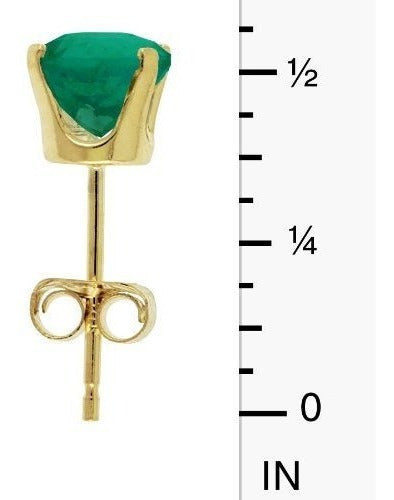 Aretes Redondos De Esmeralda Natural De 5 Mm