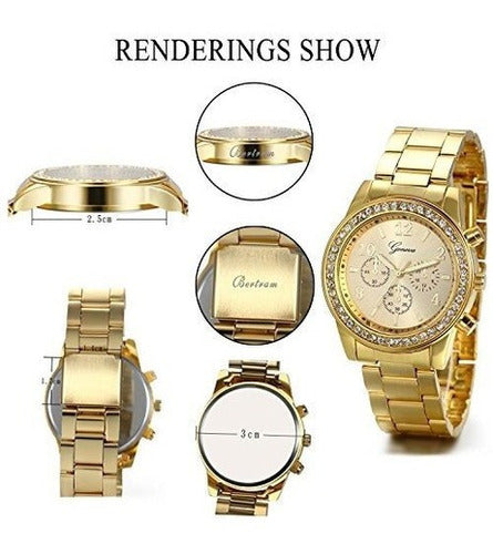 Jewelrywe Reloj de vestir de lujo para hombre, Acero Inoxidable Bling