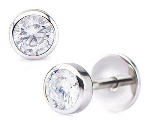 aretes pasantes de circón cúbico