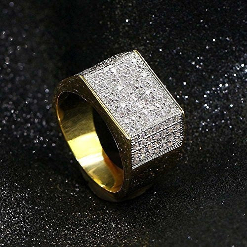 Anillo Cuadrado Chapado En Oro De 18k