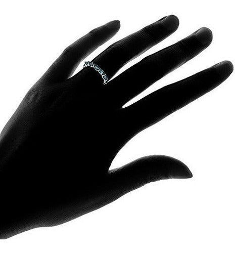 Anillo De Plata Esterlina Con Topacio Azul - 5x3 mm