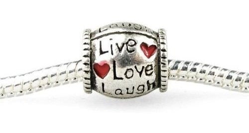 dije De Diseño De Plata Antigua Live Love Laugh