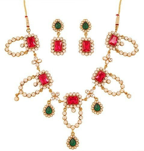 Collar y Pendientes de Joyas en Tono Dorado para Mujer