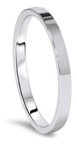 Alianza De Boda Pulida Plana De 2 Mm, Oro Blanco De 10