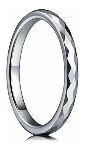 Anillos de boda de tungsteno multifacéticos Bandas de plata