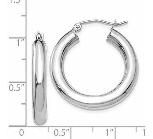 Pendientes De Aro De Tubo De 4 Mm De Oro Blanco Pulido De 14