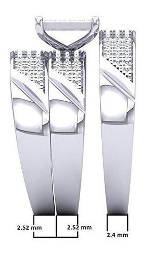 Juego De Trío De 0.75 Quilates De Plata Esterlina