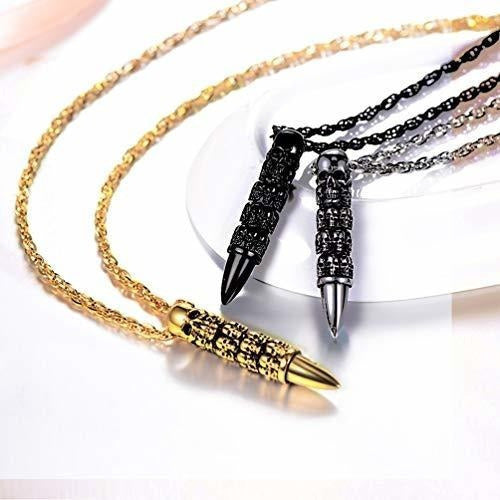 Prosteel Skull Bullet Charm Collar Esqueleto Colgante,