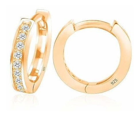 Pendientes de aro pequeños para mujeres chapado en oro 14k