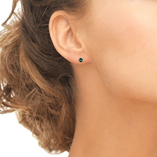 Aretes De Plata Esterlina Verdes De 4 Mm Hechos Con