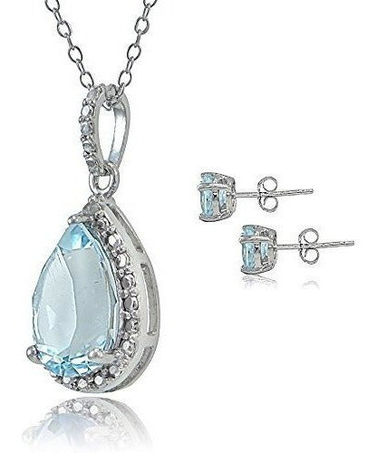 Conjunto De Collar Y Pendientes Con Lágrima De Plata