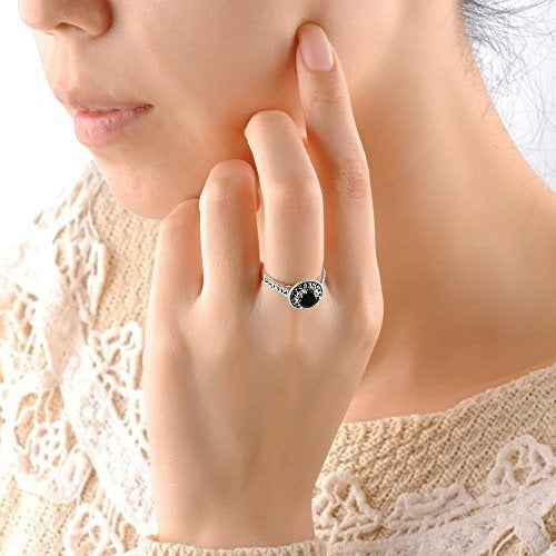 Mytys Vintage Jewelry Fashion Silver Ring Para Mujeres Negro