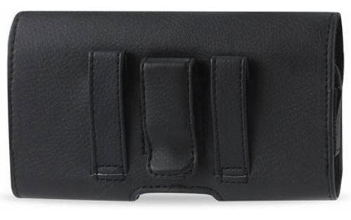 Funda De Cuero Negra Horizontal Con Clips