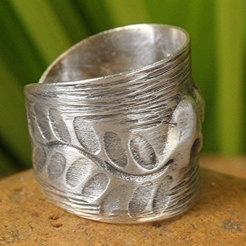 Novica .925 Anillo De Envoltura Temática De Animales De