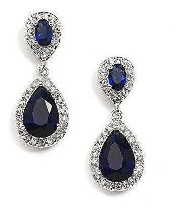 Pendientes De Lágrima de Circonita Cúbica Azul