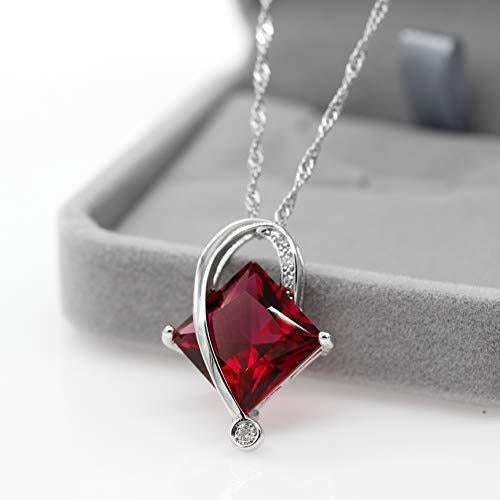 Uloveido Hembra Grande Cuadrado Rojo Collar De Cristal Charm