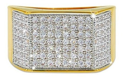 Anillo Cuadrado Chapado En Oro De 18k