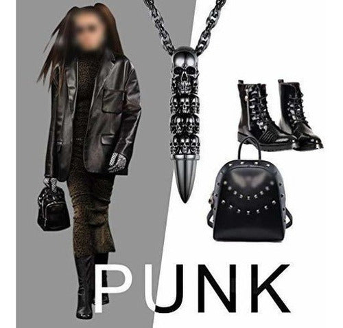 Prosteel Skull Bullet Charm Collar Esqueleto Colgante,