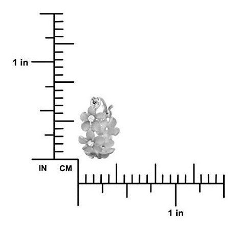 Pendientes de aro de Plumeria de plata esterlina de 7 mm