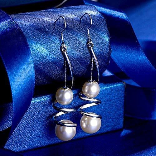 Elequeen Mujer Marfil Color Perla Simulada Largo Alambre