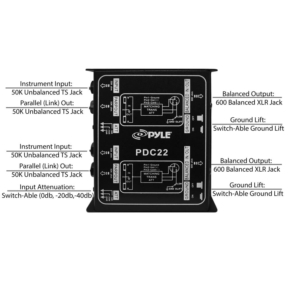 Caja Directa de audio de inyección dual PYLE-PRO PDC22