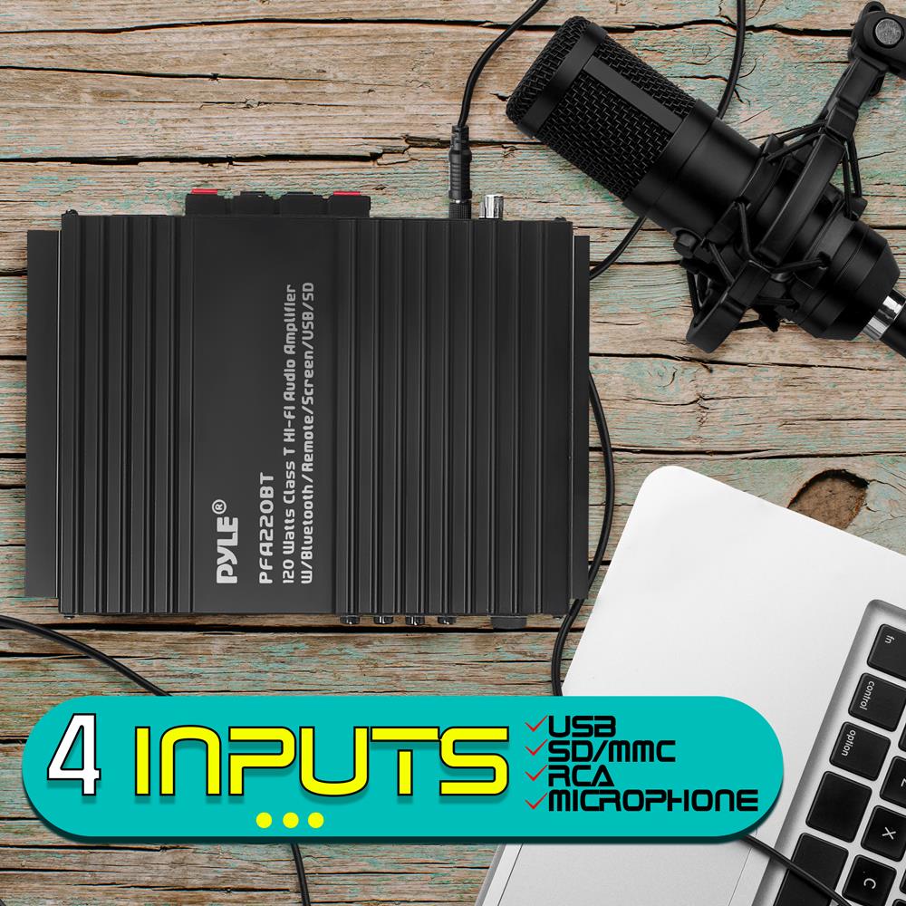 Amplificador de audio y Bluetooth negro PYLE PFA220BT