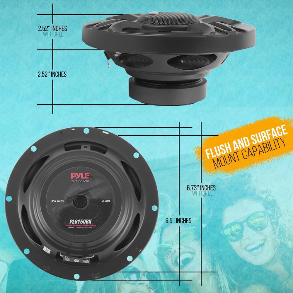 Parlante o altavoz estéreo para coche negro PYLE PL6150BK
