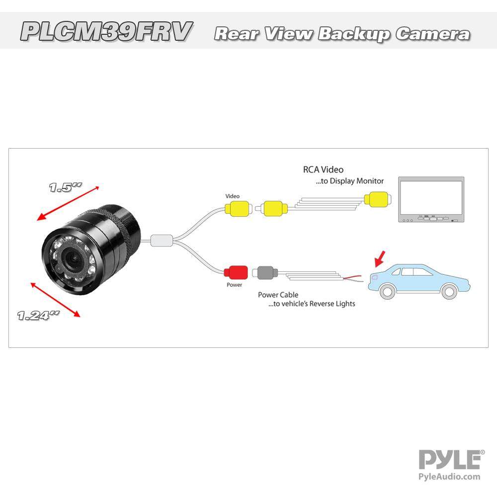 Cámara Trasera para autos color Negro PYLE PLCM39FRV
