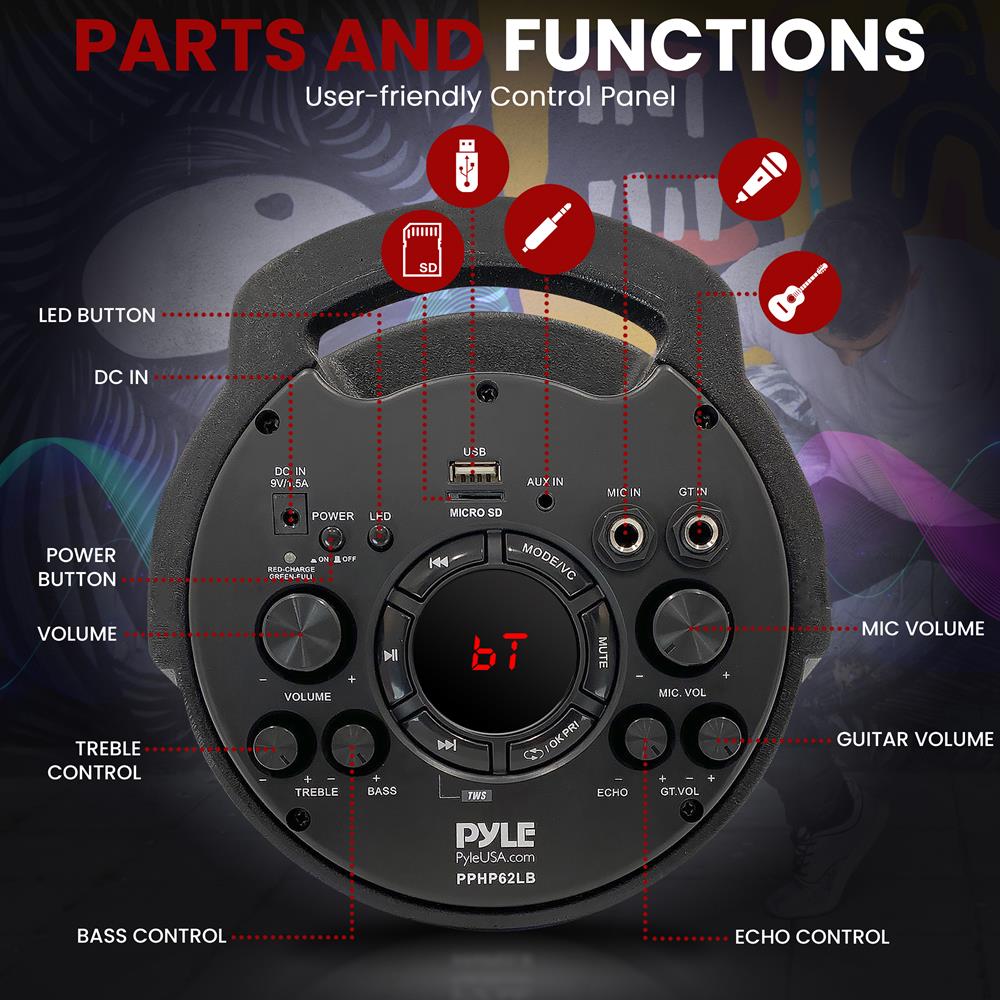 Parlante Portátil con Bluetooth PYLE-PRO PPHP62LB