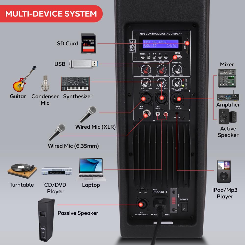 Parlantes Portátiles de Bluetooth PYLE-PRO PS65ACT