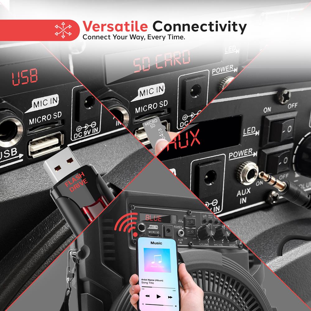 Parlante Portátil y micrófono con Bluetooth PYLE-PRO PSBT62A