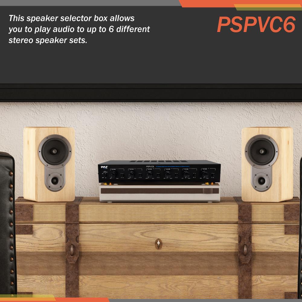 Selector de altavoces estére negro PYLE-HOME PSPVC6