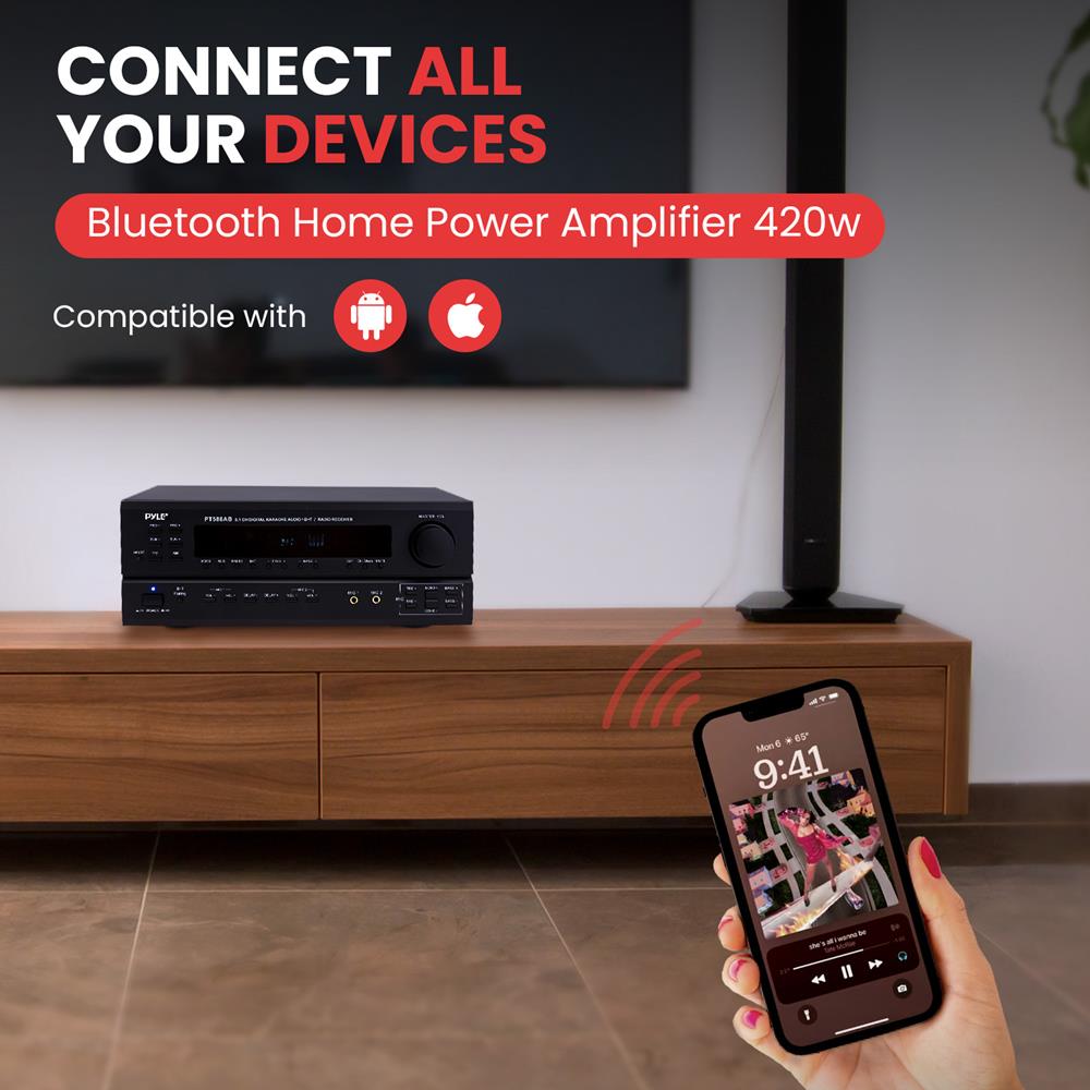Amplificador inalámbrico con Bluetooth PYLE-HOME PT588AB