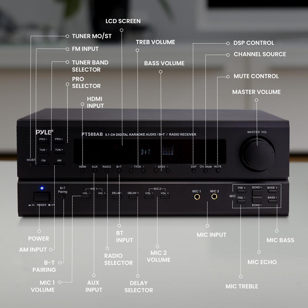 Amplificador inalámbrico con Bluetooth PYLE-HOME PT588AB