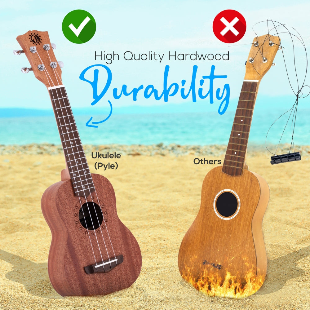Ukelele soprano de madera maciza PYLE-PRO PUKT4580