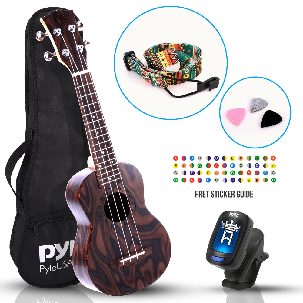 Ukelele soprano de madera maciza PYLE-PRO PUKT5580