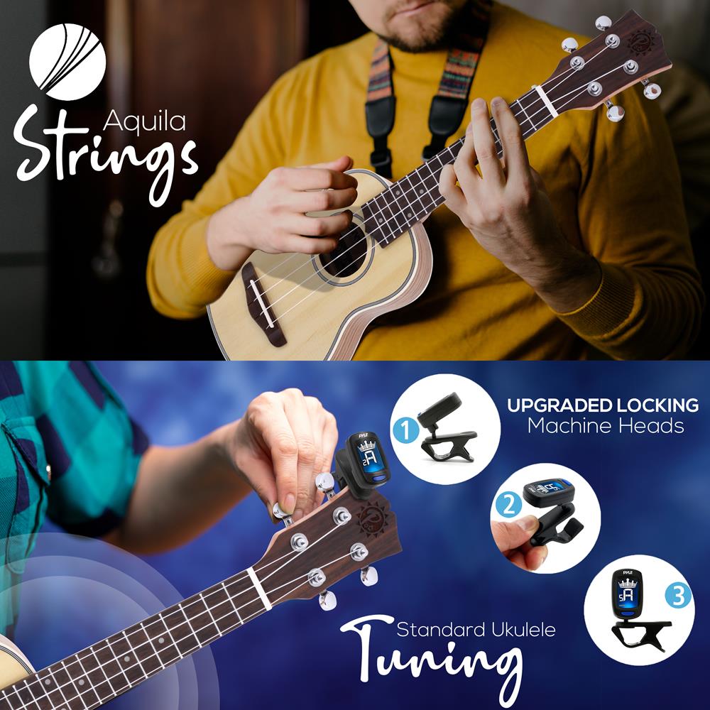 Ukelele soprano de madera maciza PYLE-PRO PUKT6580