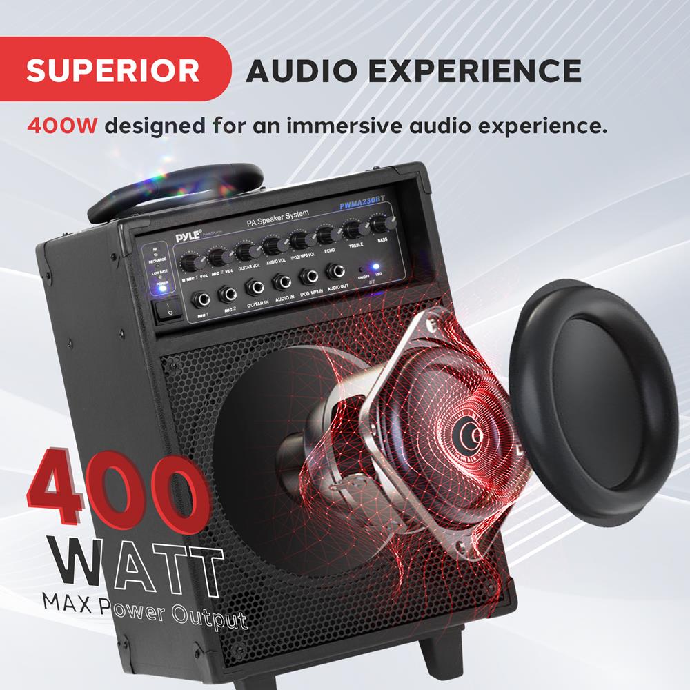 Parlante Portátil PA con micrófono PYLE-PRO PWMA230BT