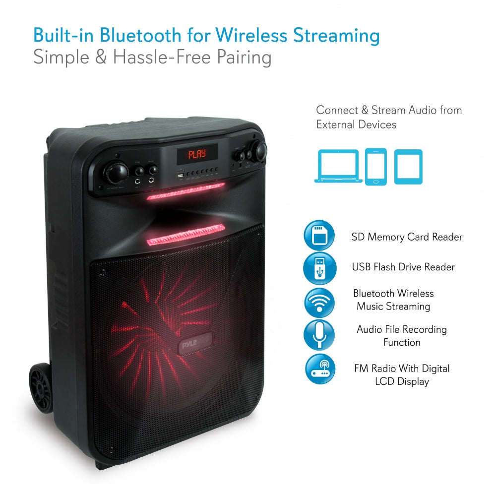 Parlante Portátil y micrófono PA negro PYLE-PRO PWMA447BT